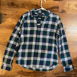 Lucky Brand Green Blue White Plaid Button-Down Shirt